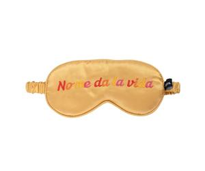 Fisura - Mascherina per dormire “no me da la vida” gialla. Maschera occhi morbida con elastico, accessorio da viaggio originale. Idea regalo per chi ama riposare. 20 x 10 cm.