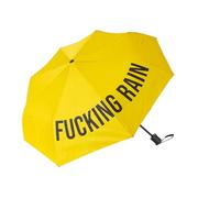 FISURA - Ombrello pieghevole originale “f*cking rain”. Mini ombrello giallo e nero. Ombrello piccolo da donna. Ombrello pieghevole automatico. Ombrello da viaggio.