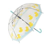 Fisura - Ombrello trasparente bambino “anatre” giallo e blu. Ombrello a cupola con apertura automatica. Regalo per bambini. Dimensioni: 67,5 cm di diametro.