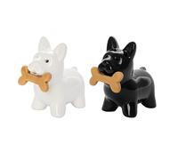Fisura - Originale saliera e pepiera Set sale e pepe per la tavola a forma divertente Set di saliere e pepiere in ceramica. Moderna saliera da tavolo (Cani, bianco e nero)