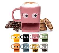 Fisura - Originale tazza da regalare occhi. Tazza con portabiscotti. Tazza in ceramica con foro per biscotti. Tazza da 240 ml. (Rosa)