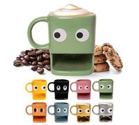 Fisura - Originale tazza da regalare occhi. Tazza con portabiscotti. Tazza in ceramica con foro per biscotti. Tazza da 240 ml. (Verde)