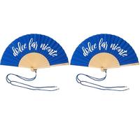 Fisura - Originale ventaglio con messaggio.Ventaglio in legno moderno e divertente. Misure: 42,5 x 23 cm. Legno e tessuto. (Far niente, blu) (Confezione da 2)