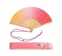 Fisura - Originale ventaglio con stampa rossa sfumata. Ventilatore a mano in legno moderno e divertente. Ventaglio rosso e rosa. Misure: 42,5 x 23 cm. Legno e tessuto.
