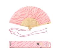 Fisura - Originale ventaglio con stampa tigre rosa. Ventilatore a mano in legno moderno e divertente. Ventaglio rosa. Misure: 42,5 x 23 cm. Legno e tessuto.