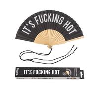 Fisura - Originale ventaglio f*cking hot. Ventilatore a mano in legno moderno e divertente. Ventaglio in bianco e nero. Ventaglio con cordino porta ventaglio. Misure: 42,5 x 23 cm. Legno e tessuto.