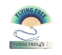 Fisura - Originale ventaglio "flying free". Ventilatore a mano in legno moderno e divertente. Ventaglio blu. Misure: 42,5 x 23 cm. Materiali: legno e tessuto.