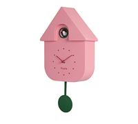 Fisura - Orologio cucù rosa con quadrante verde. Orologio moderno a pendolo. Orologio da parete originale da regalare. 3 batterie AA non incluse. 21,5 x 8 x 41,5. Plastica ABS.