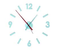 Fisura - Orologio da parete 3D fai da te menta e rosso.Grande orologio da parete adesivo. Nessun ticchettio. Metallo e ABS.