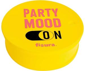 Fisura - Pack di 3 copertura per bevande anti-droga "Party mood ON". Copribevande riutilizzabile originale giallo. Realizzato in silicone senza BPA. 3 unità.