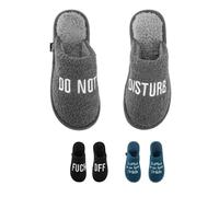 Fisura - Pantofole uomo originali “Do not disturb”. Pantofole da casa in pile grigio. Calde e confortevoli per l’inverno. Regalo originale. Taglie 41-45.