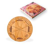 Fisura - Piatto per pizza originale con messaggio in spagnolo Piatto per pizza con messaggi divertenti. Tavola da portata in legno di bambù. Rotondo con porzioni uniformi. 35 centimetri
