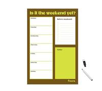 Fisura - Planner magnetico frigo "is the weekend yet?". Planner settimanale con magnete originale. Include pennarello cancellabile. Organizer per promemoria per la casa. Lista della spesa. 30 x 45 cm.