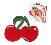 Fisura - Porta cucchiai originale a forma di ciliegia. Doppio supporto in silicone per utensili da cucina. Pratico e resistente. Dimensioni: 20 cm x 16,3 cm.