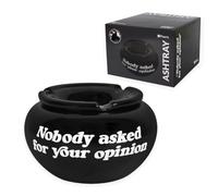 Fisura Posacenere a vento con scritta "Nobody asked your opinion", in ceramica, con coperchio, per sala da pranzo, cucina, camera da letto, 11,5 cm x 7,5 cm