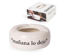 Fisura - Posacenere bianco con scritta “Mañana lo dejo”. Accessorio in ceramica con frase divertente per cucina, spazi interni o esterni. Dimensioni: 10 x 10 x 4 cm