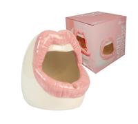 Fisura - Posacenere da tavoloa forma di labbra rosa. Posacenere divertente da regalare. Posacenere da esterno di labbra. Realizzato in ceramica. Misure: 9,5 x11,5x12.