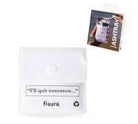Fisura - Posacenere da tasca portatile “I will quit”. Accessorio pratico per automobile, escursioni o gite. Bustina portacenere riutilizzabile, resistente e originale. 8 x 8 cm.