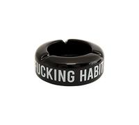 FISURA - Posacenere da tavolo nero con messaggio "f*cking habit". Posacenere design con frase divertente. Posacenere da esterno realizzato in ceramica. Misure: 10 x 10 x 4 centimetri.