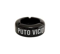 FISURA - Posacenere da tavolo nero con messaggio "p*to vicio". Posacenere design con frase divertente. Posacenere da esterno realizzato in ceramica. Misure: 10 x 10 x 4 centimetri.