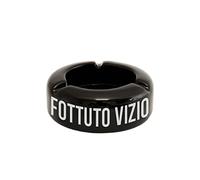 FISURA - Posacenere nero con messaggio "F*ttuto vizio". Posacenere da tavolo. Posacenere portatile di design. In ceramica. Misure: 10 x 10 x 4 centimetri.