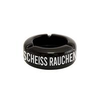 FISURA - Posacenere nero con messaggio "Sch*iss Rauchen". Posacenere da tavolo. Posacenere portatile di design. In ceramica. Misure: 10 x 10 x 4 centimetri.