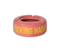 FISURA - Posacenere rosa con messaggio "F*cking habit". Originale posacenere con frase divertente. Realizzato in ceramica. Misure: 10 x 10 x 4 centimetri