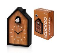 Fisura - Réveil coucou en forme de maisonnette finition “bois”. Réveil analogique original avec aiguilles, bouton snooze et lumière. Fonctionne avec 3 piles AA non incluses.