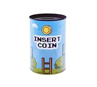 FISURA Salvadanaio originale XL "Insert Coin". Salvadanaio in scatola per regalo giocatore. Salvadanaio in acciaio per un regalo divertente. Salvadanaio blu e verde. Dimensioni: 20 x 20 x 13 cm.