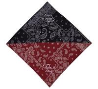 Fisura - Sciarpa collo donna originale all you need is love. Bandana multiuso per collo, testa o borsa beige e nero. 70 x 70 cm. Regalo da donna (Easy, paisley)