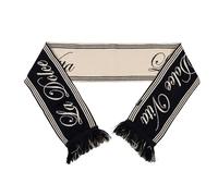 Fisura - Sciarpa invernale bianca e nera con frase “La dolce vita”. Sciarpa reversibile calda e morbida, con frange. Accessorio elegante per donna o uomo. Lunghezza 150 cm