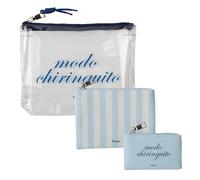Fisura - Set 3 beauty case “Modo chiringuito”, pochette trucco, astuccio medicinali e portamonete, organizer viaggio e mare, accessori estate, realizzati in PVC e PU