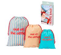Fisura - Set di 3 borse da viaggio per la lavanderia con messaggio "Out of the Office" - Organizer per bagagli con coulisse (6L, 4L, 2L) -