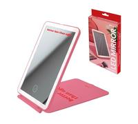 Fisura - Specchio trucco luminoso da viaggio originale “better late than ugly”, specchio trucco luminoso portatile con 3 colori di luce, luminosità regolabile, pieghevole, controllo touch.