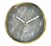 Fisura - Sveglia analogica dorata e con effetto marmo. Sveglia senza ticchettio. Sveglia a batteria. Sveglia in metallo di 11 cm di diametro e 3,8 cm di larghezza.