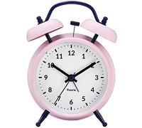 Fisura- Sveglia analogica rosa e blu senza ticchettio. Sveglia con luce notturna a led. Metallo e ABS. Misure: 11,7 x 5,5 x 16. 9 centimetri quadrante.