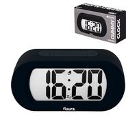 Fisura - Sveglia digitale gialla, orologio con display LED, formato 12/24 ore con retroilluminazione, sveglia da comodino a batterie, funziona con 3 AAA (Nero)