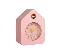 Fisura - Sveglia mini casetta rosa. Sveglia analogica senza ticchettio, sveglia originale. Piccola sveglia. Dimensioni: 9,7 cm x 7,3 cm x 4,5 cm. 1 pila AA