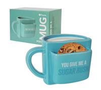 Fisura Tazza originale "A Sugar Rush". Tazza da tè blu con tasca per biscotti. Mug per colazione divertente. Bicchiere da colazione moderno. Capacità: 360 ml