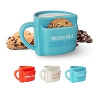 Fisura - Tazza originale da regalare “A sugar rush”. Tazza da tè blu con scomparto per biscotti. Mug per colazione divertente e moderna. Capacità 316 ml.