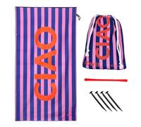 Fisura - Telo mare grande in microfibra, leggero, ad asciugatura rapida, anti sabbia. Perfetto per piscina, spiaggia, campeggio o picnic. (Ciao, strisce rosa)