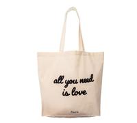 Fisura - Tote bag in cotone con scritta in pile “Love”. Borsa 100% cotone con tasca interna. Tote bag originale per shopping. Dimensioni 70 cm x 51 cm.