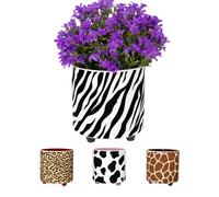Fisura - Vaso originale con motivo zebra. Vaso decorativo da interno con piedini, perfetto per cactus, fiori e piante grasse. Ceramica stampata 13 x 12,5 cm.