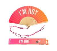 Fisura - Ventaglio originale con messaggio "I'm hot". Ventaglio in legno moderno e divertente. Ventaglio rosa sfumato. Ventaglio con cordino porta ventaglio. Dimensioni: 42,5 x 23 cm.