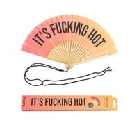 FISURA Ventaglio originale con il messaggio It's f*cking hot moderno e divertente scomparti in legno con sfumatura di colore rosso Scomparti con ventaglio. Dimensioni: 42,5 x 23 cm.