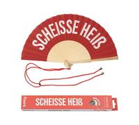 Fisura - Ventaglio Originale con Messaggio “SCH*Isse Heir”. Ventaglio in Legno Moderno e Divertente. Ventaglio Rosso e Bianco. Ventaglio con Cordino Porta ventaglio. Dimensioni: 42,5 x 23 cm.