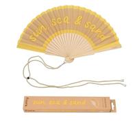 Fisura Ventaglio originale con scritta "Sun, Sea & Sand". Ventaglio in legno moderno e colorato. Ventilatore a mano marrone. Gancio incluso. Idea regalo divertente. 42,5 x 23 cm