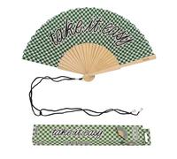 Fisura - Ventaglio originale con messaggio “Take it easy”. Ventaglio pieghevole in legno verde, ventilatore manuale leggero per estate, spiaggia, vacanze o città. Laccetto incluso 42,5 x 23 cm