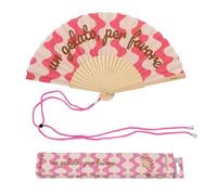Fisura - Ventaglio Originale con Messaggio “Un Gelato, per Favore”. Accessorio Pieghevole in Legno Blu con Righe, Ventilatore Manuale Leggero per Estate, Spiaggia. Laccetto Incluso 42,5 x 23 cm