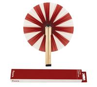 Fisura - Ventaglio pieghevole con righe rosse e bianche, ventaglio originale in carta, pai pai bianco e rosso, accessorio per matrimonio, dettaglio per invitati, idea regalo festa